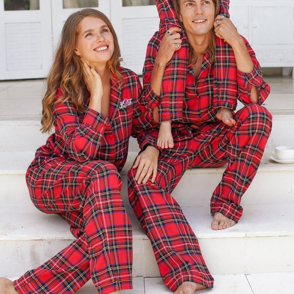 Family Christmas pajamas Personalized Holiday PJs pajama pants | Monogrammed Holiday pajamas | Matching Christmas PJs | Couple Pajamas