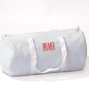 Personalisierte Baby Reisetasche | Monogramm Seersucker Babytasche | Monogrammiert Baby-Geschenke für Jungen | Kinder Seesack | Monogramm Baby Reisetasche