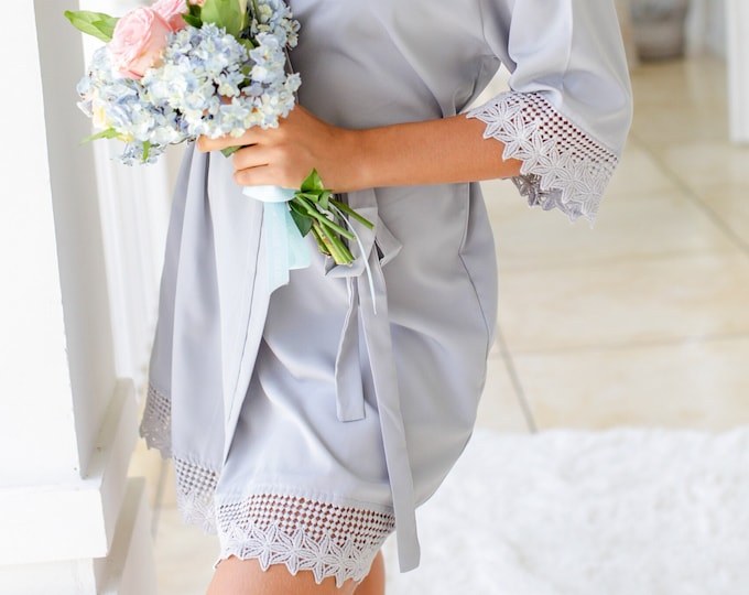 Bridesmaid robes Lace Bridal robe, white robe, personalized robes, Proposal, Bridesmaid Gift, Bridesmaid Robes Set of 4, 5, 6, 7, 8, 9, 10