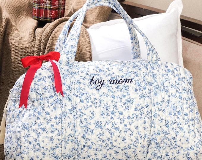 Embroidered Weekender Bag for Boy Mom, Personalized Mother's Day Gift, Gift for Mama, Baby Shower Gift