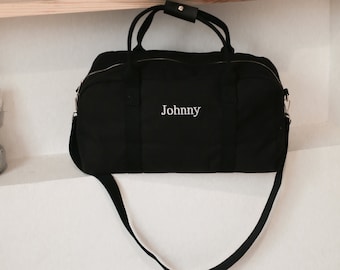 Custom Black Canvas Duffle Bag Groomsman Gift Best Man Gift | Gifts for Him Men’s Weekend Bag Destination Wedding Groom Gift