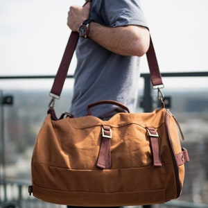 Canvas Duffle Bag, Personalized Groomsmen Gift, Birthday Present For Him, Mens Duffel Bag, Travel Overnight Bag, Weekender Bag Anniversary