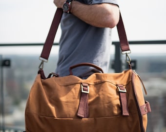 Canvas Duffle Bag, Personalized Groomsmen Gift, Birthday Present For Him, Mens Duffel Bag, Travel Overnight Bag, Weekender Bag Anniversary