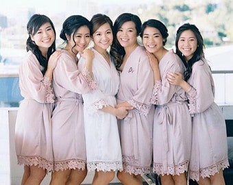 BRIDESMAID ROBES, Bridesmaid Gifts, Set of Bridesmaid Robes, Bridesmaid Robe, Bridesmaid Gift, Kimono Robe, Wedding Robes, Set of Robes