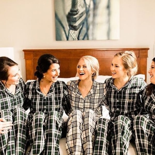 Flannel Pajama, Plaid Pajama, Bridal Pajama, Buffalo plaid, Flannel Pajama set, Bridesmaid Pajamas, Holiday Pajamas, Bride Pajamas