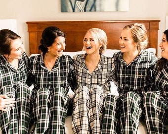 Flannel Pajama, Plaid Pajama, Bridal Pajama, Buffalo plaid, Flannel Pajama set, Bridesmaid Pajamas, Holiday Pajamas, Bride Pajamas