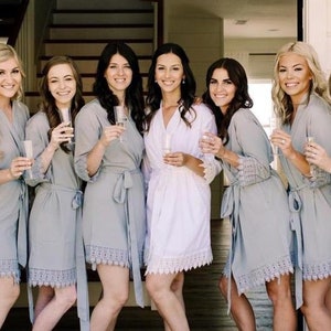 6-Piece Satin Bridal Shower Robe Set – Bride & Bridesmaid
