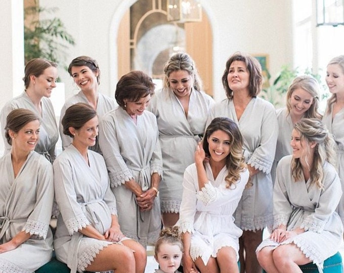Bridesmaid Robes Wedding Gift, Gift for Bridesmaid -Wedding Robes -Bridesmaid Gift, Silk Robes Set, Kimono Robes - Set of Robes Personalized