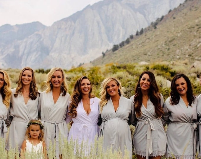 Bridesmaid Robes // Robe // Bridal Robe // Bride Robe // Bridal Party Robes // Bridesmaid Gifts // Satin Robe // Lace Bridal Robe /