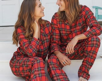 Personalized Family Christmas Pajamas | Monogram Matching Holiday PJ Set for Women, Men & Dogs | Custom Xmas PJs Gift