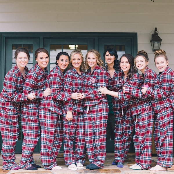 Plaid Pajama, Flannel Pajama, Bridal Pajama, Buffalo plaid, Flannel Pajama set, Bridesmaid Pajamas, Holiday Pajamas, Bride Pajamas