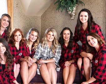 bridesmaid shirts flannel shirt bridal plaid oversized sleepshirt