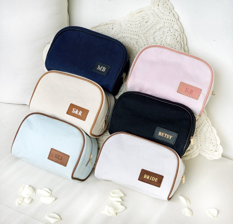 Personalized Makeup Bag For Bridesmaids and Bride Wonderful Gift and Bridesmaid Proposal, Monogrammed Cosmetic Bag, Valentine's Day Gift her image 1