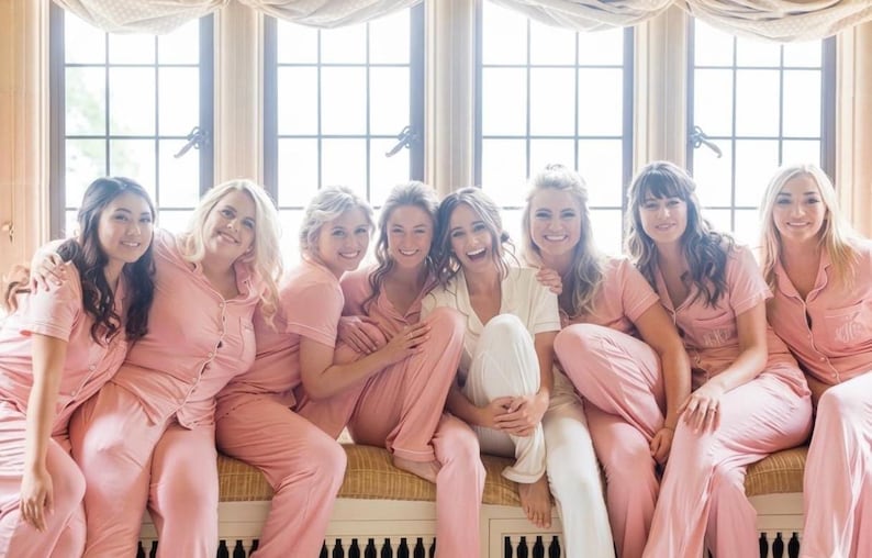 Bridesmaid pajamas set shorts, personalized bridesmaid pajama set, monogrammed bridesmaid pajama pants personalized bridesmaid pjs sets image 1