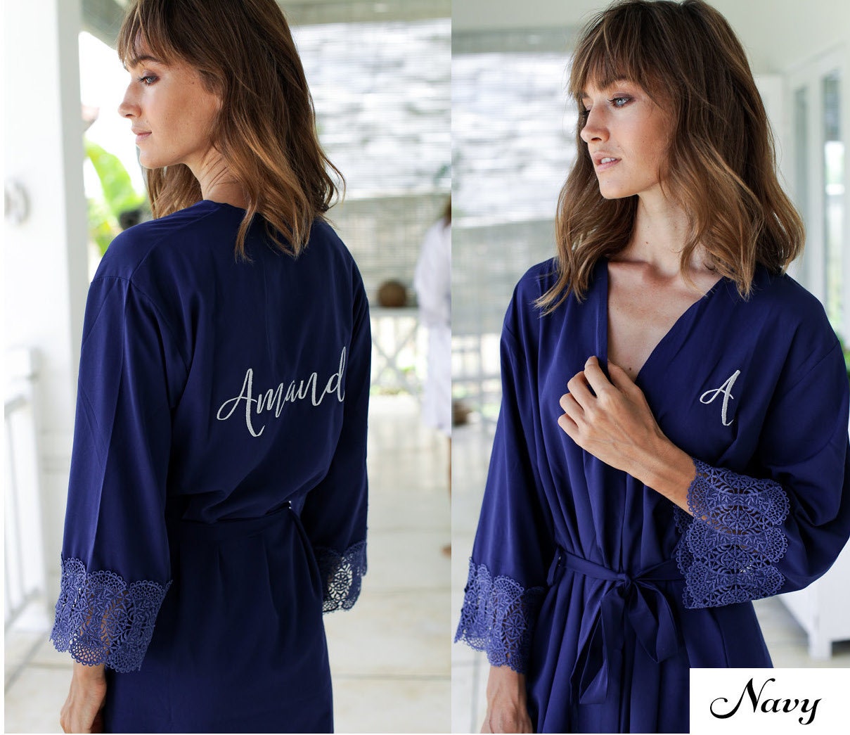 Set of 8 Bridesmaid Robes Bridesmaid Lace Robe Bridal Party Etsy