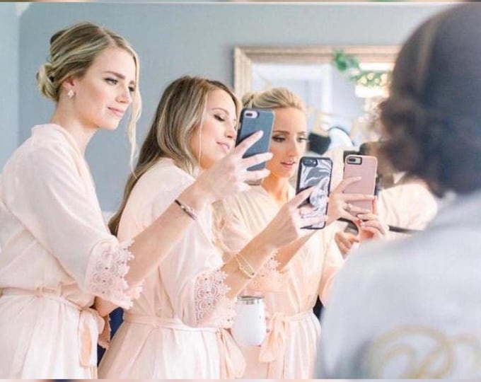 Set of 9 Bridesmaid Robes, Bridal robes, Wedding robes, Lace Robes, Bridesmaid Gifts, Bridal Party Robes, Bridesmaid Lace Robe