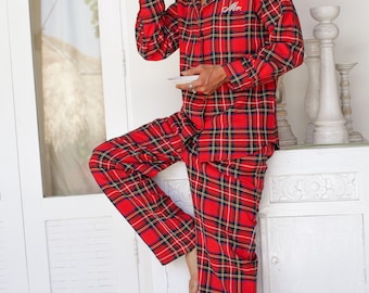 Monogrammed Family Christmas Shirt, Womens Christmas Pajamas, Christmas Monogram Shirt with Pants, Custom Christmas Shirt, Holiday Pajamas