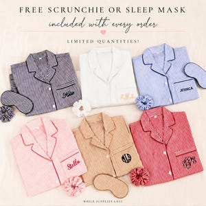 Gestreifter Brautjungfer-Pyjama aus 100% Baumwolle, personalisierter Brautparty-Pyjama-Set, Hochzeitsmorgen-PJs, Braut-Pyjama, Bereitschafts-Outfit