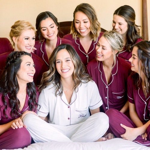 bridesmaid pajama sets cotton