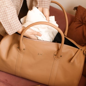 Leather Weekender Bag, Leather Duffle Bag, Large Travel Bag, Personalized Outdoor Bag, Holdall Bag, Groomsmen Gift Bag, Leather Gym Bag image 5