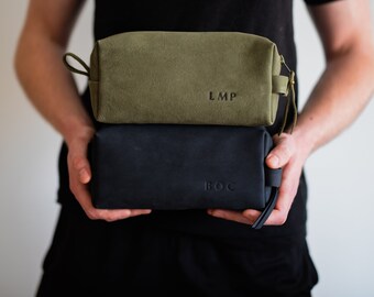 Christmas Gift for Him, Anniversary gift for Men, Groomsmen Gift, Personalized Leather Dopp Kit, Leather Toiletry Bag, Birthday Gift For Dad