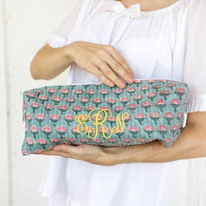 Hair Tool Organizer Bag | Block Print Curling Iron Holder | Flat Iron Storage Case | Travel Bridesmaid Gift for Her | Personalized Gift image 9