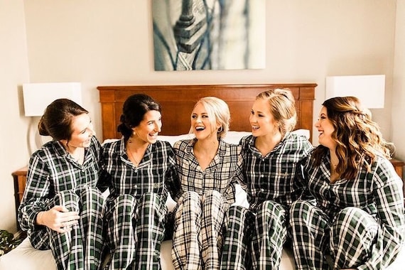buffalo plaid bridesmaid dresses Flannel Pajama, Plaid Pajama, Bridal Pajama, Buffalo Plaid, Flannel Pajama  Set, Bridesmaid Pajamas, Holiday Pajamas, Bride Pajamas