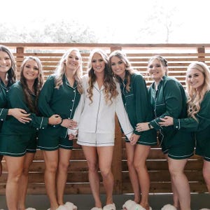Bridesmaid Gift Personalized Pajamas // Monogrammed Bridesmaid PJs // Pajamas // Bridal PJS // Bridesmaid Shorts // Bridesmaid pajama set Full Sleeves+shorts