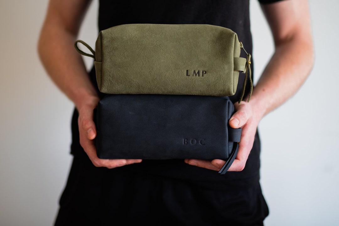 Personalized Mens Dopp Kit in Leather | Groomsmen Gift Ideas, Perfect for Toiletry Case for Travel Case