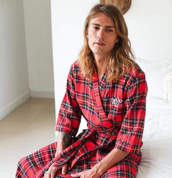 Peignoir Homme Long En Polaire/Flanelle - Très Chaud Pour L'Hiver - Avec Ceinture Et Poches - Cadeau Idéal