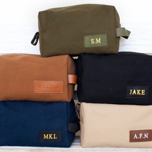 Mens Toiletry Bag Groomsmen Gift Leather Toiletry Bag Dopp Etsy