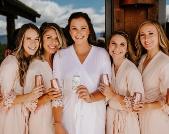 Monogram Bridesmaids Robes, Bride Robe, Blush Satin Robes Personalized Robes, Monogrammed Robes for Wedding, Bridal Robes