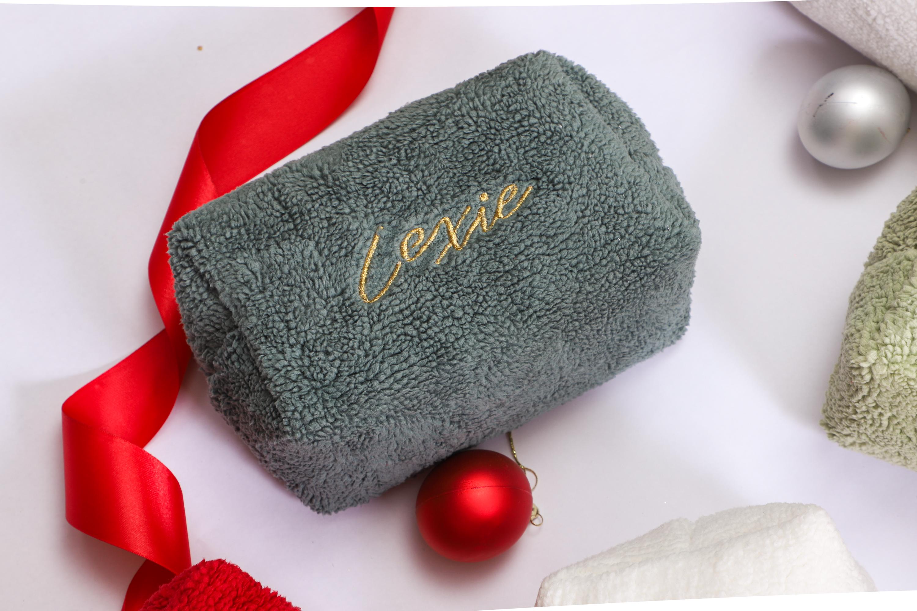 Personalised makeup bag embroidered with initials custom cosmetic bag custom makeup bag name bridesmaid gift bag sage green makeup bag