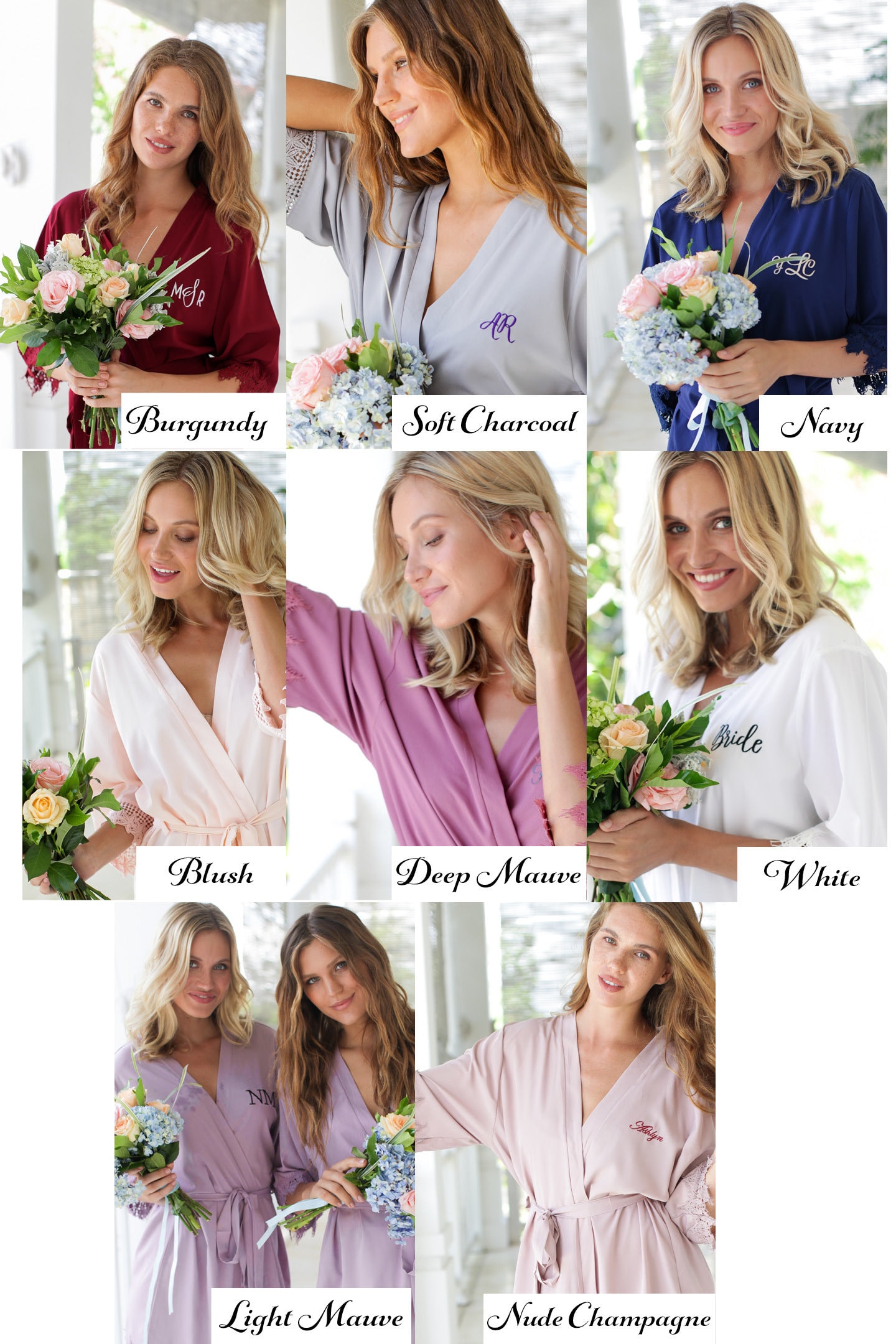 Set of 6 Bridesmaid Robes, Bridal robes, Wedding robes, Lace Robes, Bridesmaid Gifts, Bridal
