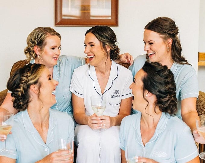 Bridesmaid Pajamas set monogrammed, bridesmaid pajamas set of 7, bridesmaid pajamas set of 8, bridesmaid pajamas set of 10, set of 9