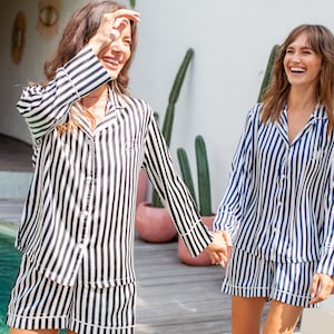 Bridesmaid pajamas, Bridesmaid PJs, Bridesmaid Gift , Pajamas, Bridal PJS, Bridal Satin Shorts, Bridesmaid Gift, Navy Bridesmaid Gift Ideas