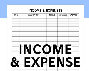 Income and Expense Tracker Printable PDF Digital Instant Download Spending Tracker Budget Planner