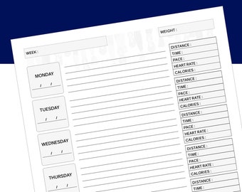 Running Log Printable Weekly and Daily Tracker Run Workout Planner Log  Form a Fitness Habit PDF Instant Download