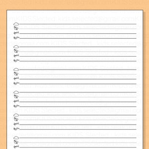 Schreibpapier für Kindergarten Sofort Download Druckbares Handschriftpapier im digitalen Format für Kinder Vorschule Print at Home