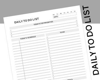 Daily To Do List Printable, Daily Planner, To Do Checklist, Printable To Do List Download, Digital Checklist, Task list, Chore list