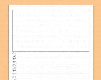 Writing Paper with Picture Drawing Space for Kindergarten Instant Download Printable Penmanship Handwriting Paper in for Kids Preschool