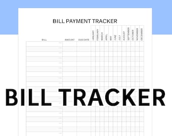 Bill Payment Checklist, Monthly Bill Payment Tracker, Bill Organizer, Printable Bill Tracker, Bill Due Planner, Bill Planner, Budget Planner