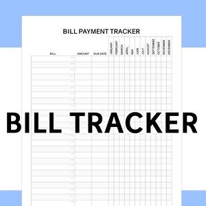Bill Payment Checklist, Monthly Bill Payment Tracker, Bill Organizer, Printable Bill Tracker, Bill Due Planner, Bill Planner, Budget Planner