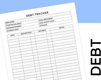 Debt payment Tracker Printable PDF Digital Instant Download Debt Payoff Planner Debt Snowball Printable Money Management