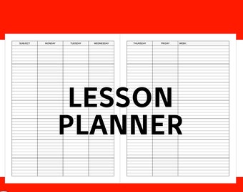 Lesson Planner Printable Homeschool Teacher Planner Student Schedule School Pdf Template Digital Instant Download Printable 2 Pages