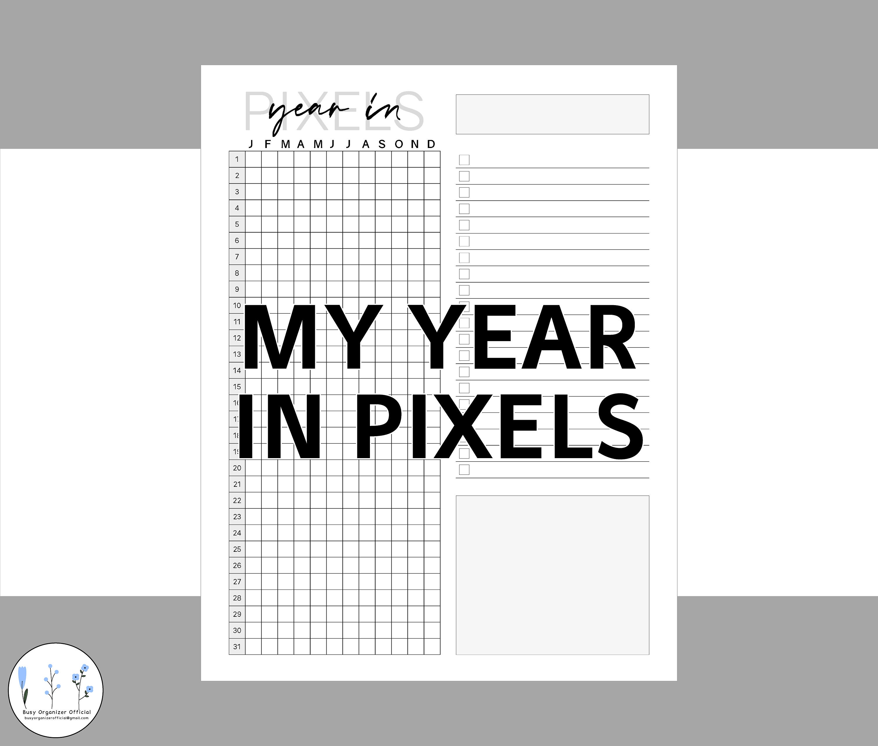 My Year In Pixels Tracker Printable Mood Passion Planner Bullet Journal ...