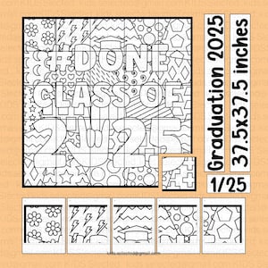 Class of 2025 Bulletin Board Graduation Collaborative Poster End of the Year Pop Art Coloring Pages Printable Activities for Kids Door Decor
