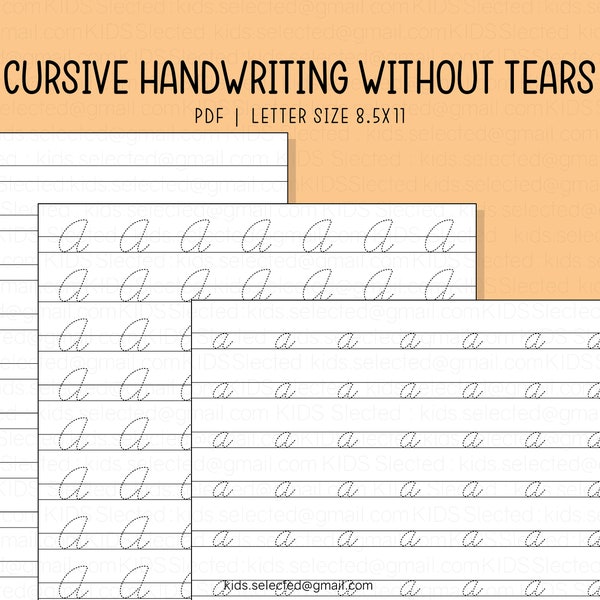 Cursive Handwriting Without Tears Letter Formation A-Z Printable Tracing Practice Worksheet Paper Instant Download Digital Format for Kids