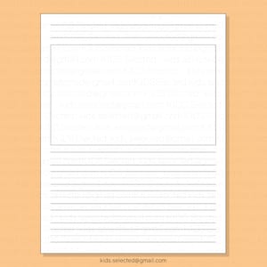 Papier à lettres avec espace de dessin d'image pour la maternelle Téléchargement instantané Papier d'écriture manuscrite imprimable pour les enfants d'âge préscolaire