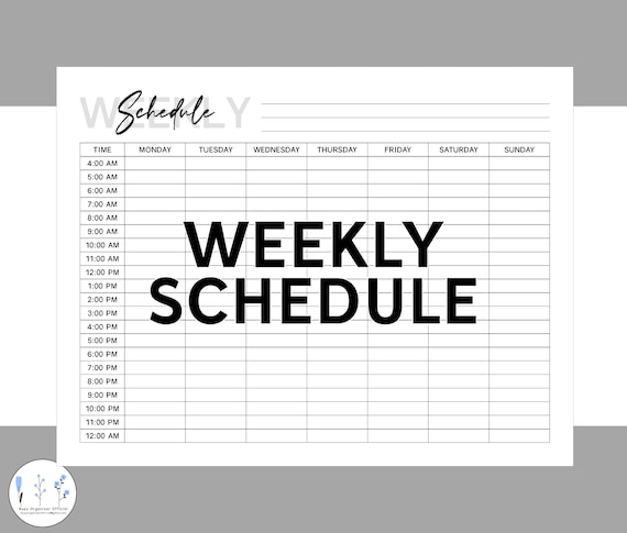 Weekly Schedule Planner Printable Daily Time Tracking Hourly | Etsy